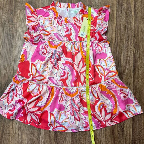 JADE MELODY TAM NWT Womens XS Crimson Paisley Ruffle Cap Sleeve Pullover - Picture 5 of 10